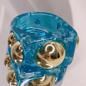 Blue and Gold Statement Ring